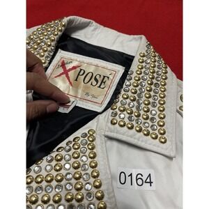 Xposé Extremely Rare Vintage Hand Embellished Leather Jacket White Size M